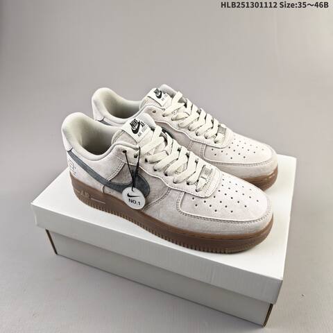 Nike Air Force 1 07 Light Beige Dark Grey Gum Brown EU 35-46 Sneaker - Unisex (BS-63826)