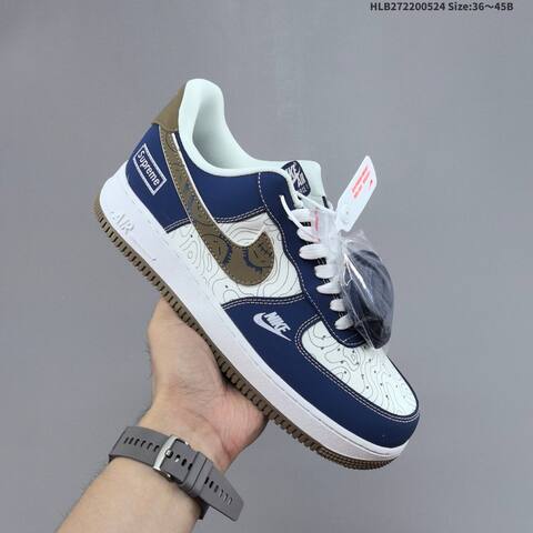 Nike Air Force 1 07 LV8 LD1999-030 Navy Blue White Olive Brown EU 36-45 Sneaker - Unisex (BS-60161)