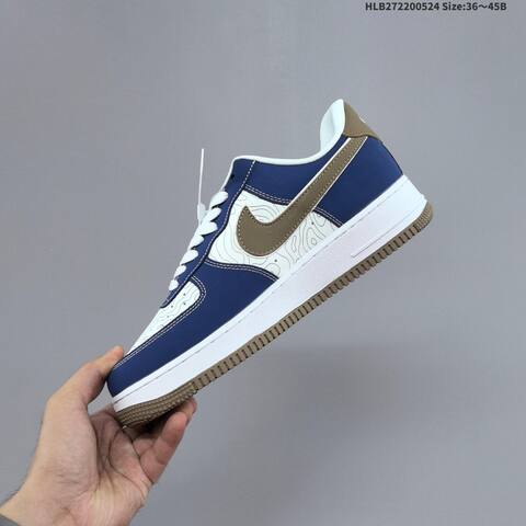 Nike Air Force 1 07 LV8 LD1999-030 Navy Blue White Olive Brown EU 36-45 Sneaker - Unisex (BS-60161)