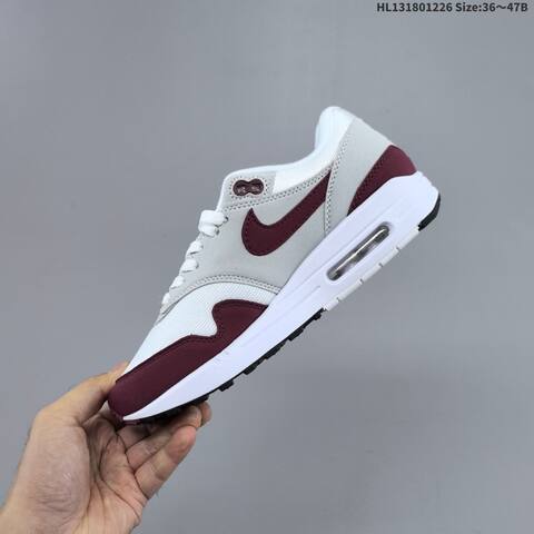 Nike Air Max 1 White Grey Burgundy EU 36-47 Sneaker - Unisex (BS-62404)