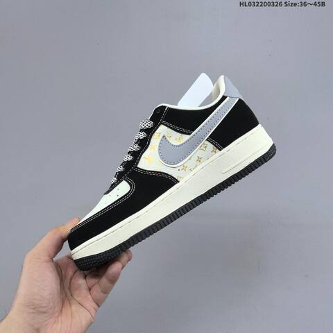 Nike Air Force 1 07 LV8 Black White Grey Gold EU 36-45 Sneaker - Unisex (BS-61118)