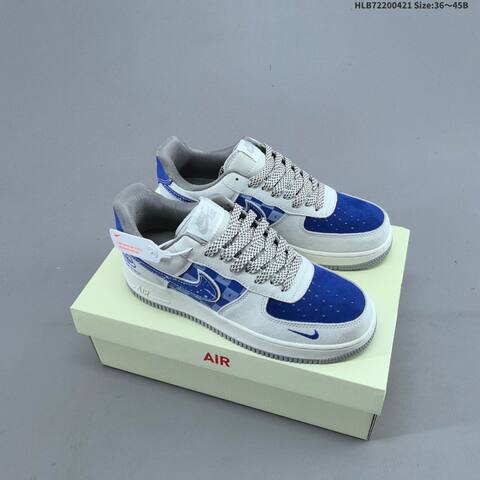 Nike Air Force 1 07 LV8 Light Grey Royal Blue White Grey EU 36-45 Skate Shoe - Unisex (BS-60601)