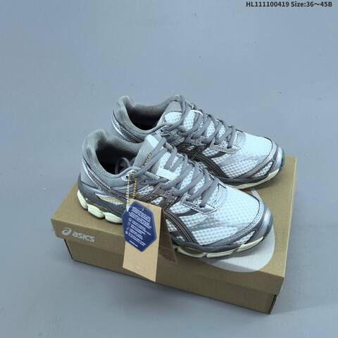 ASICS Gel Cumulus 16 White Silver Gray Cream Yellow EU 36-45 Running Shoe Running Sneakers - Unisex (BS-64339)