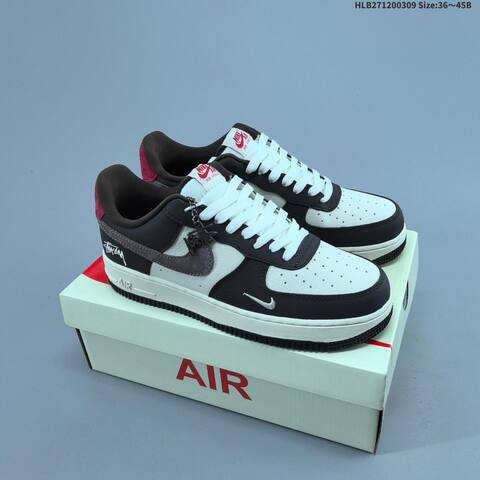Nike Air Force 1 07 Low Black Off White Dark Gray Red EU 36 45 Sneaker EU 36-45 - Unisex (BS-61414)