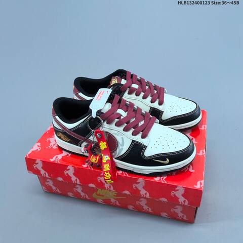 Nike Dunk Low Off White Black Burgundy Gold EU 36-45 Skate Shoe - Unisex (BS-61801)