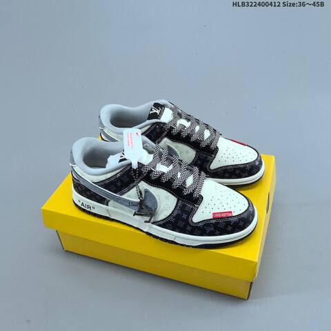 Nike SB Dunk Low Off White Black Grey EU 36-45 Skate Shoe - Unisex (BS-60789)