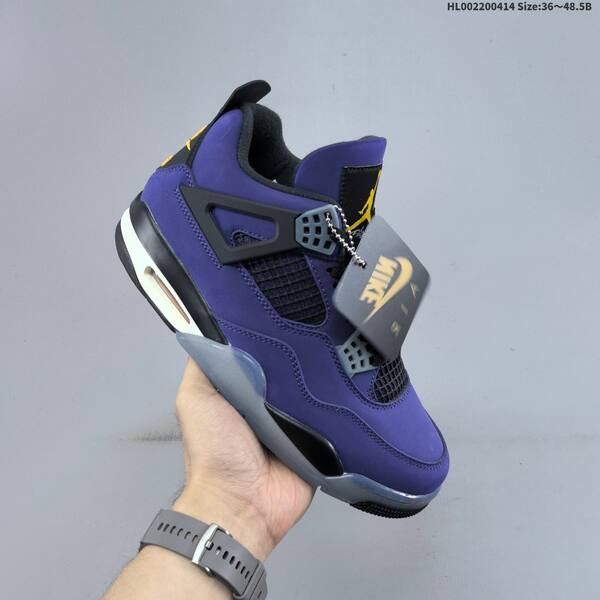 Jordan Air Jordan 4 Retro OG purple/black/grey/yellow 36~48.5 basketball