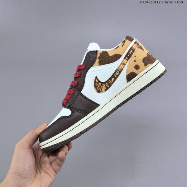 Nike Air Jordan 1 Low OG white/brown/red with cow-print accents EU 36-45 lifestyle