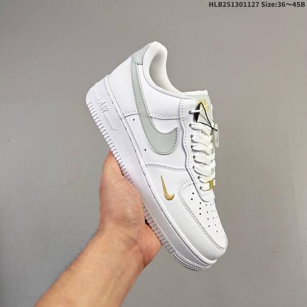 Nike Air Force 1 07 white light grey gold EU 36-45 sneaker