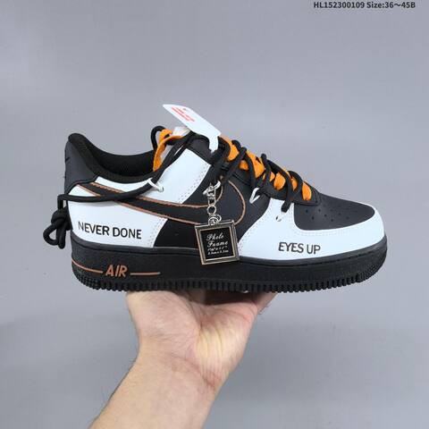 Nike Air Force 1 Low 07 Black White Orange EU 36-45 Sneaker - Unisex (BS-62107)