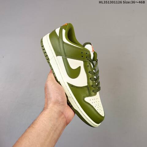 Nike Dunk Low Sail Olive Green Orange EU 36-46 Skate Shoe - Unisex (BS-63039)