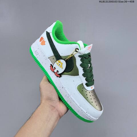 Nike Air Force 1 07 Low Oregon Ducks White Dark Green Bright Green Orange EU 36-45 Sneaker - Unisex (BS-62262)