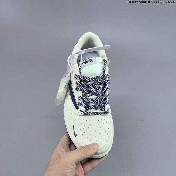 Nike Air Jordan 1 x Travis Scott cream/navy with Stussy script and blue laces 36~45B lifestyle