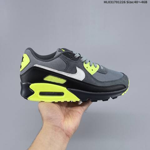 Nike Air Max 90 Grey Black Neon Yellow White EU 40-46 Running Shoe - Men's (BS-62433)