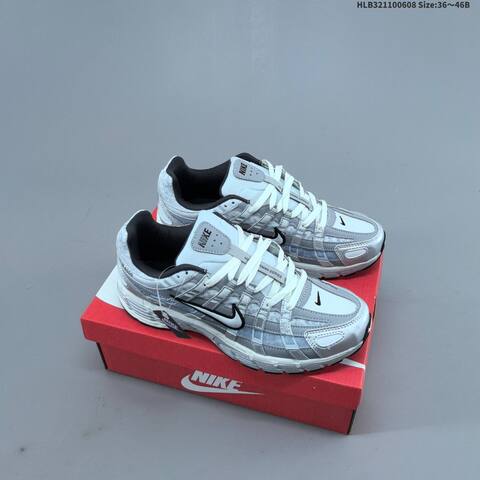 Nike P-6000 Premium Metallic Silver White Black Light Blue EU 36-46 Running Shoe - Unisex (BS-59953)