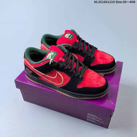 Nike SB Dunk Low Pro Red Black Green Gold Gum EU 36-46 Skate Shoe - Unisex (BS-62565)
