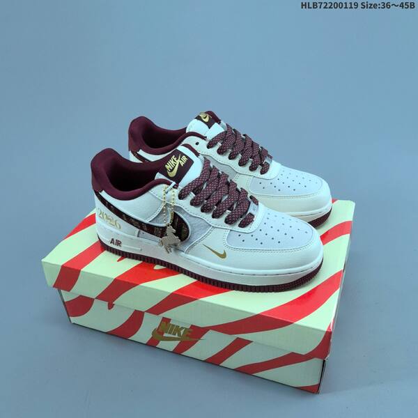 Nike Air Force 1 07 LV8 off white burgundy gold EU 36-45 sneaker