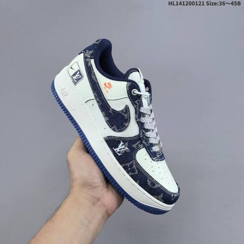 Nike Air Force 1 07 Low White Navy Blue Orange EU 36-45 Sneaker - Unisex (BS-61852)