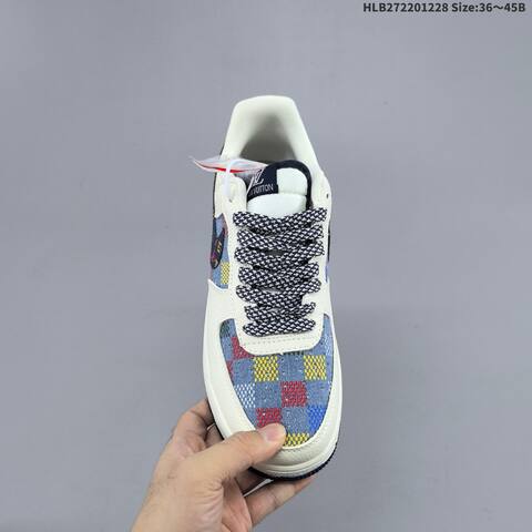 Nike Air Force 1 07 LV8 Off White Navy Blue Multicolor EU 36-45 Sneaker - Unisex (BS-62365)