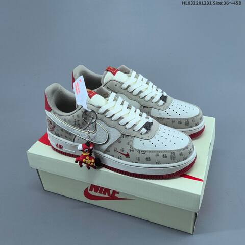 Nike Air Force 1 07 LV8 Beige White Red EU 36-45 Sneaker - Unisex (BS-62288)