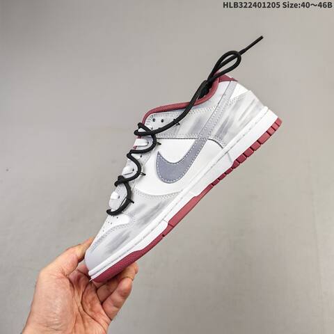 Nike SB Dunk Low Retro DIY White Grey Burgundy Black EU 40-46 Skate Shoe - Men's (BS-62812)