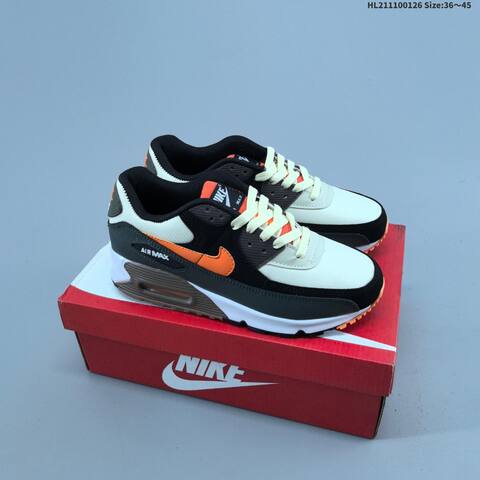 Nike Air Max 90 Cream Beige White Grey Dark Grey White EU 36-45 Running Shoe - Unisex (BS-61747)