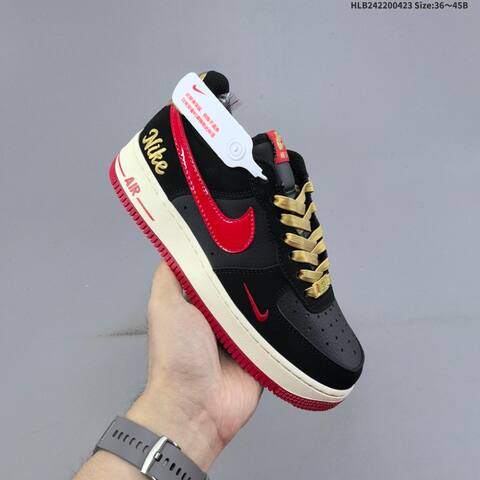 Nike Air Force 1 07 LV8 Black Navy Red Gold White EU 36-45 Sneaker - Unisex (BS-60574)