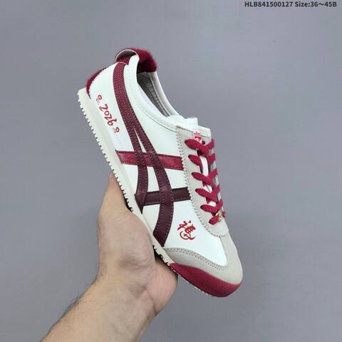 Onitsuka Tiger MEXICO 66 White Cream Burgundy Red EU 36-45 Sneaker Casual Sneakers - Unisex (BS-69034)