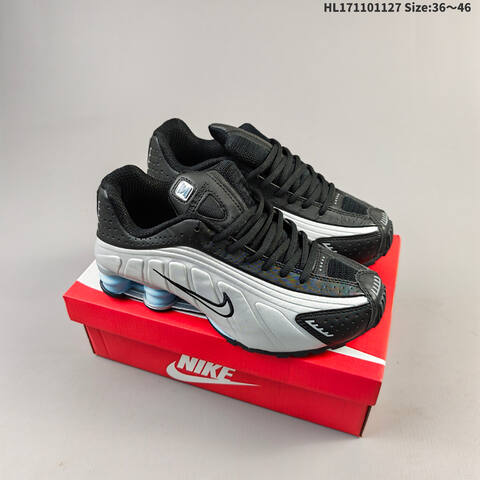 Nike Shox R4 Black White Light Blue EU 36-46 Running Shoe - Unisex (BS-63022)