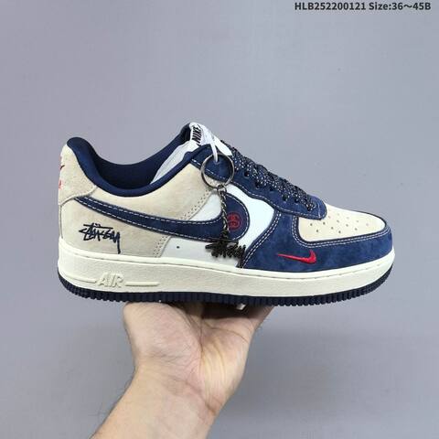 Nike Air Force 1 07 LV8 White Navy Blue Grey Red EU 36-45 Sneaker - Unisex (BS-61855)