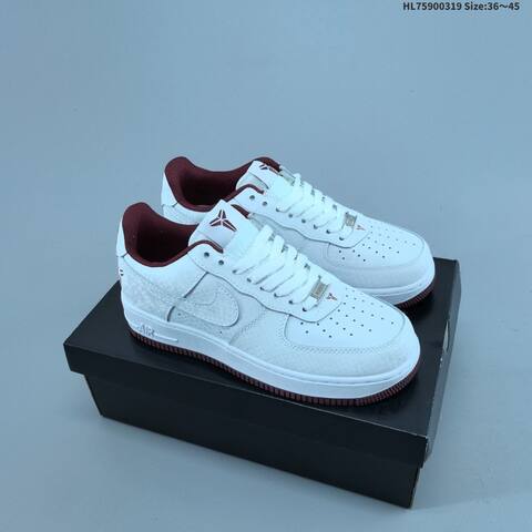 Nike Air Force 1 07 Kobe White Burgundy EU 36-45 Sneaker - Unisex (BS-61257)