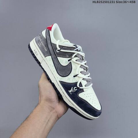 Nike SB Dunk Low Retro DIY Louis Vuitton Off White Navy Grey Red EU 36-45 Skate Shoe - Unisex (BS-62292)