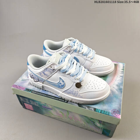 Nike SB Dunk Low White Light Blue Grey EU 35 5-46 Skate Shoe - Unisex (BS-63517)
