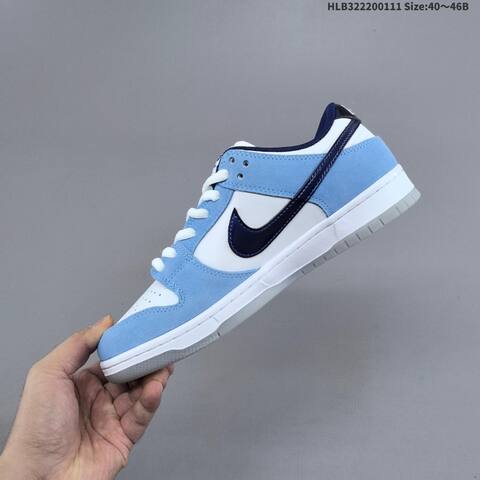 Nike SB Dunk Low Pro White Light Blue Navy Blue Grey EU 40-46 Skate Shoe - Men's (BS-62059)