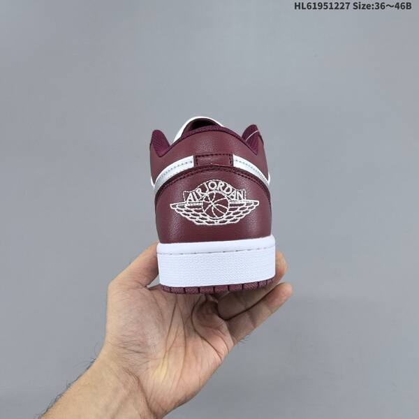 Jordan Air Jordan 1 Low burgundy and white with gray swoosh 36~46 basketball