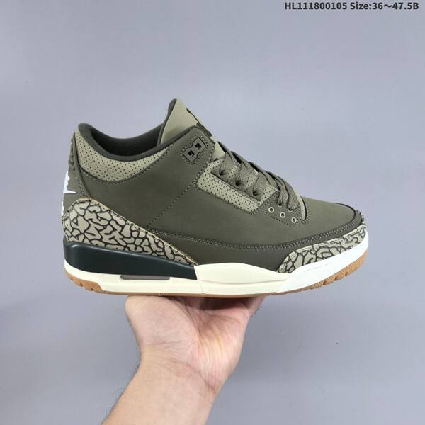 Jordan Air Jordan 3 Retro olive green / black / white / gum 36~47.5 basketball