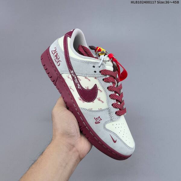 Nike SB Dunk Low off white light grey burgundy red EU 36-45 skate shoe