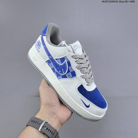 Nike Air Force 1 07 LV8 Light Grey Royal Blue White Grey EU 36-45 Skate Shoe - Unisex (BS-60601)