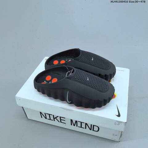Nike Mind 001 HQ4307-600 Black Light Grey Silver Orange EU 36-47 Slides - Unisex (BS-60696)