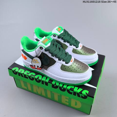 Nike Air Force 1 Low White Dark Green Metallic Green Orange EU 36-45 Sneaker - Unisex (BS-62585)