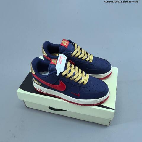 Nike Air Force 1 07 LV8 Black Navy Red Gold White EU 36-45 Sneaker - Unisex (BS-60574)