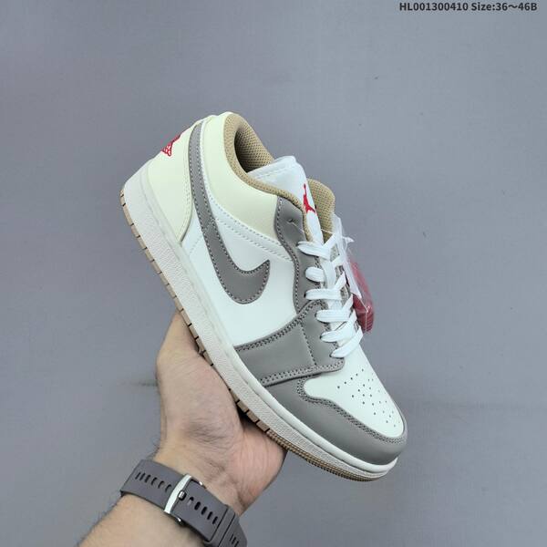 Jordan Air Jordan 1 Low Sail / Grey / White / Red 36~46 casual