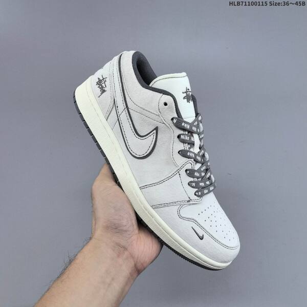 Nike Air Jordan 1 Low white/light grey/black EU 36~45 basketball