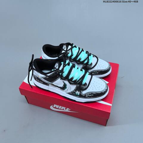 Nike SB Dunk Low DIY Custom White Black Grey Mint Green EU 40-46 Skate Shoe - Men's (BS-59908)