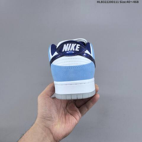Nike SB Dunk Low Pro White Light Blue Navy Blue Grey EU 40-46 Skate Shoe - Men's (BS-62059)