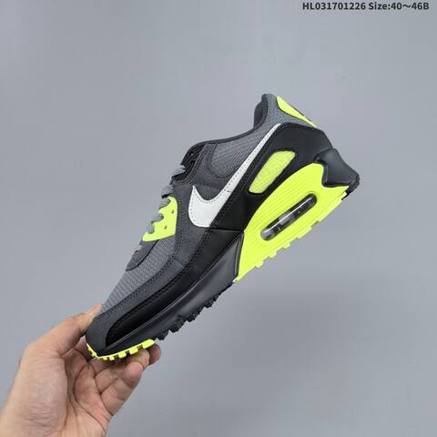 Nike Air Max 90 Grey Black Neon Yellow White EU 40-46 Running Shoe - Men's (BS-62433)