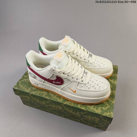 Nike Air Force 1 07 LV8 Off White Burgundy Green Gum EU 36 45 Sneaker EU 36-45 - Unisex (BS-62790)