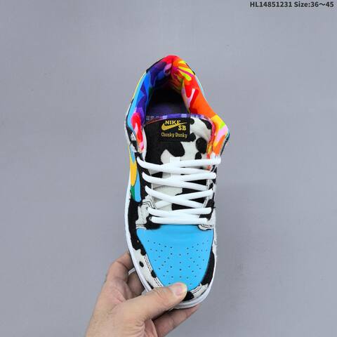 Nike SB Dunk Low Pro QS Chunky Dunky CU3244 100 White Black Blue Yellow Green EU 36 45 Skate Shoe EU 36-45 - Unisex (BS-62299)