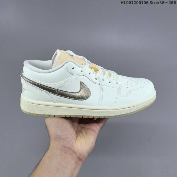 Jordan Air Jordan 1 Low White/Cream/Metallic Team Gold 36~46B casual