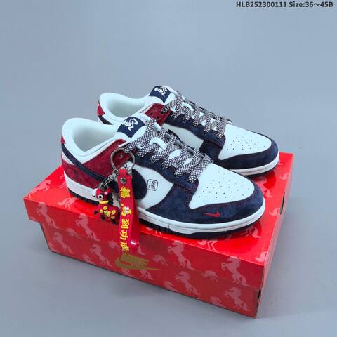 Nike SB Dunk Low Retro DIY White Navy Red EU 36-45 Skate Shoe - Unisex (BS-62051)
